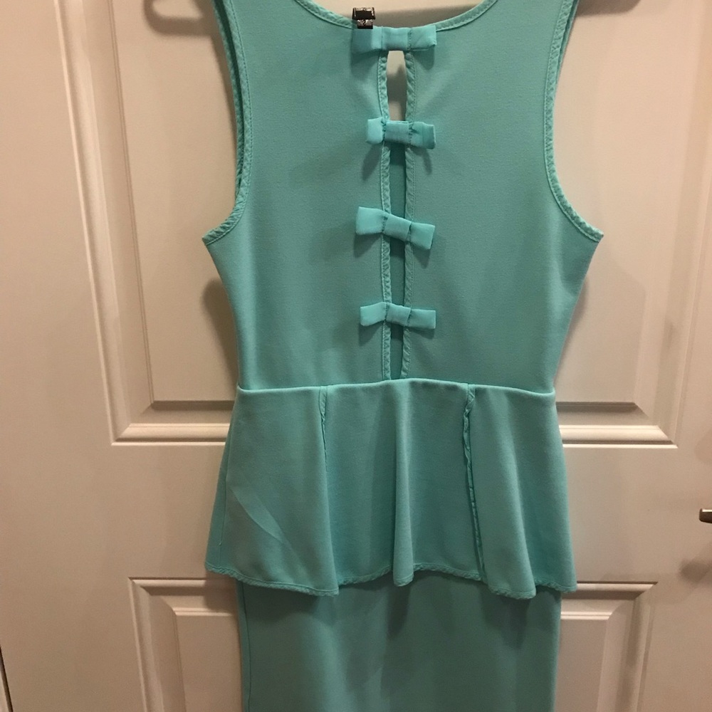 Turquoise blue peplum dress